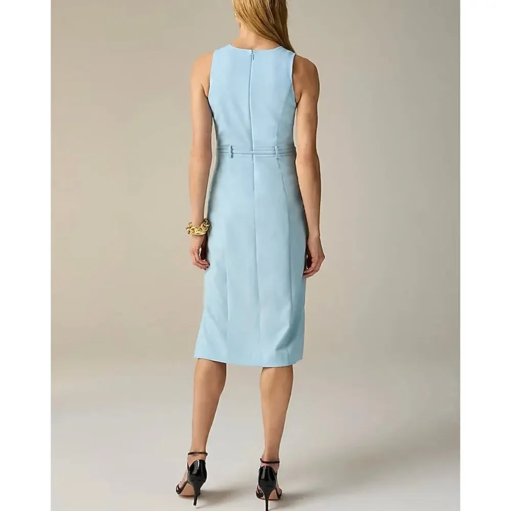 J Crew Womens Italian Stretch Merino Wool Blend Simone Dress CI468 Sz 2 Blue NWT
